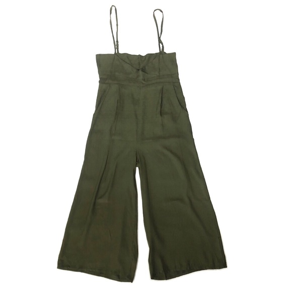 SOLD • Olive Green Wide Leg Overall Jumpsuit - Picture 3 of 6